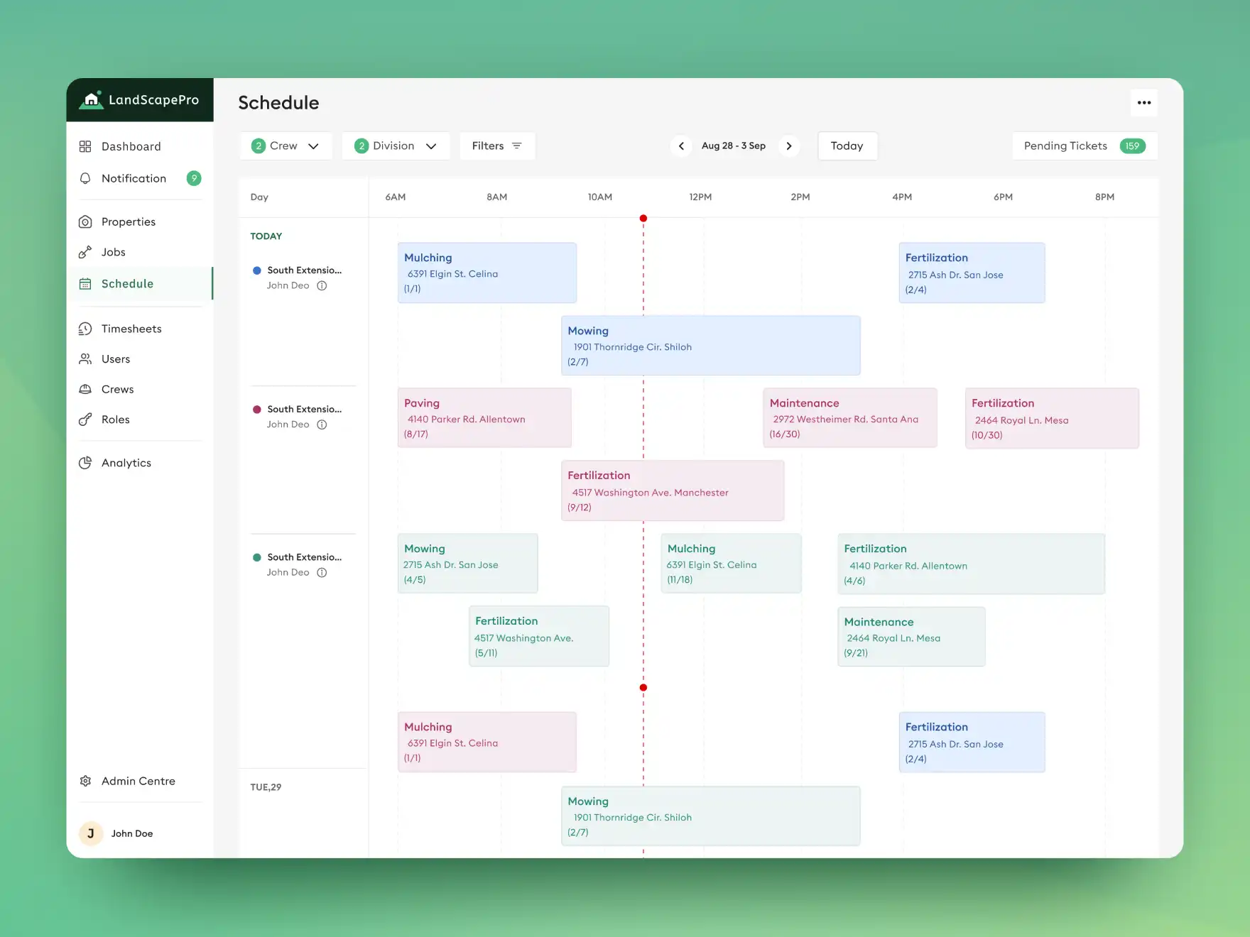 UI UX Design of a Schedule Screen to Manage Property