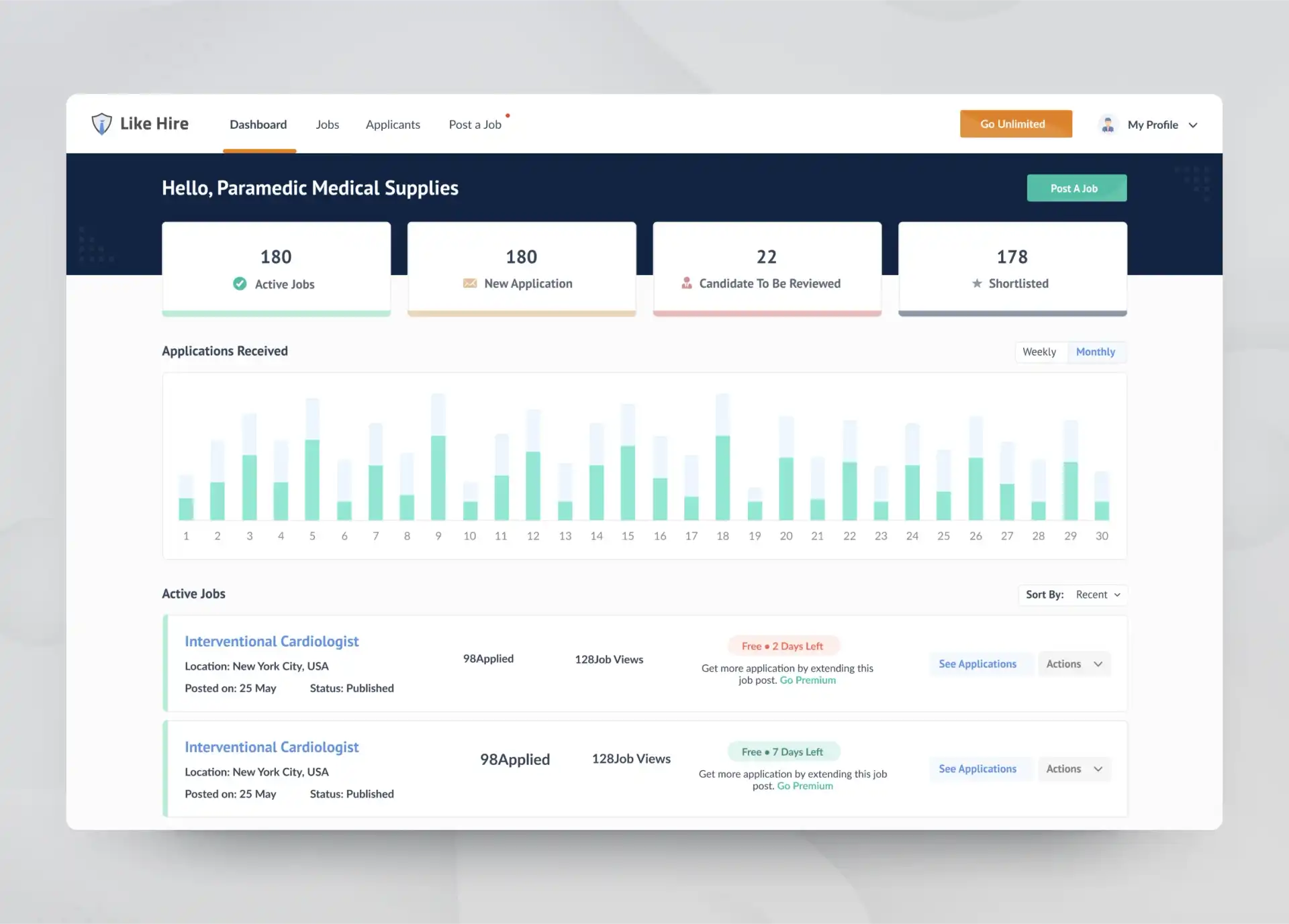 UI Dashboard to check the application insights