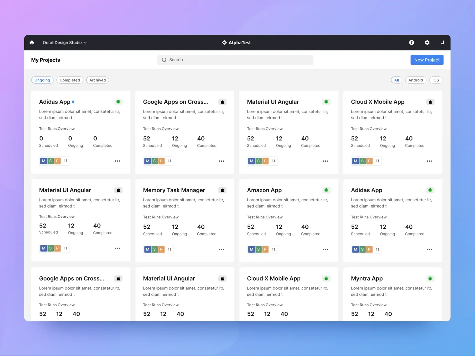 UI UX No-Code Test Automation Dashboard