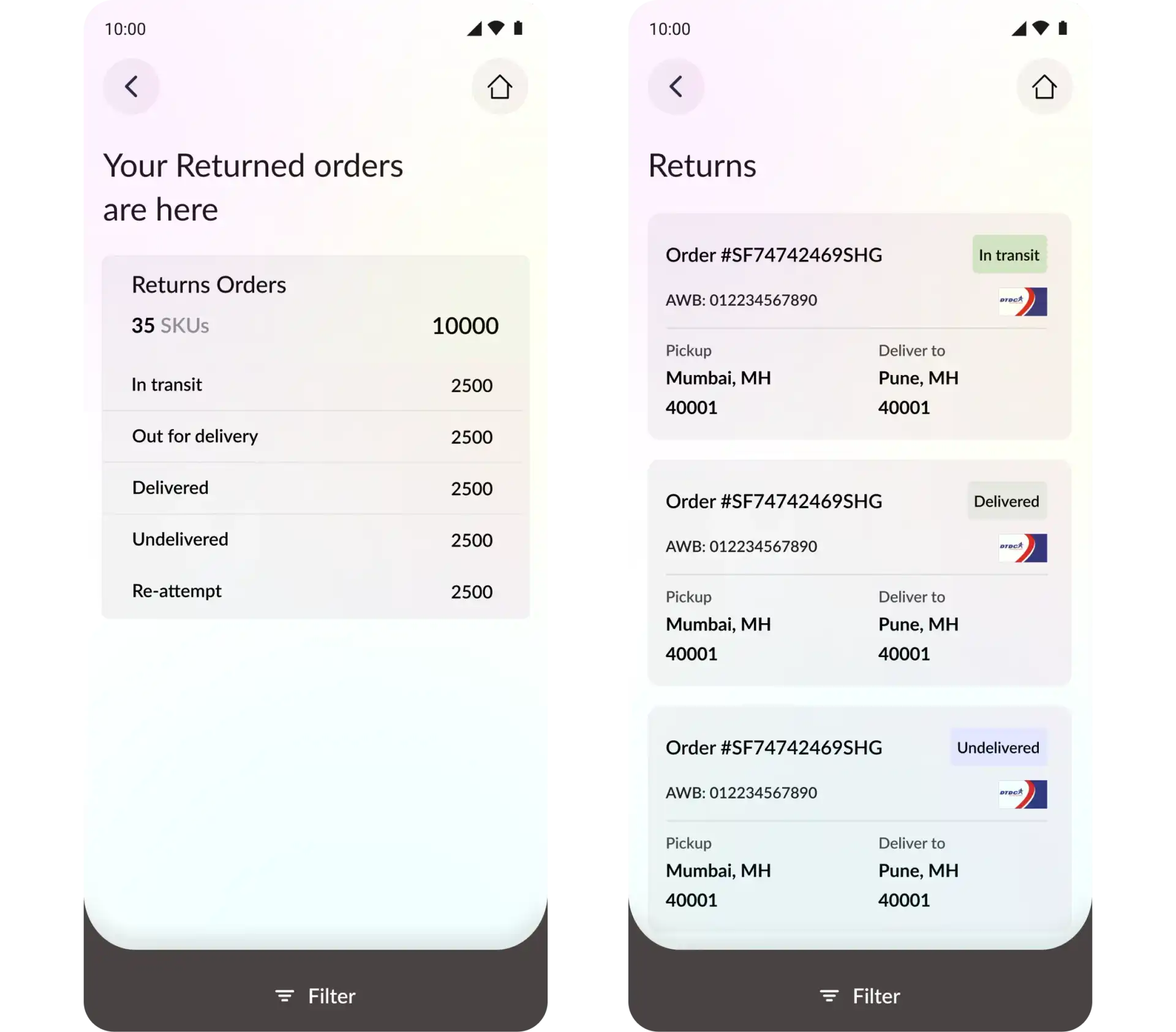 Mobile Responsive of return order status