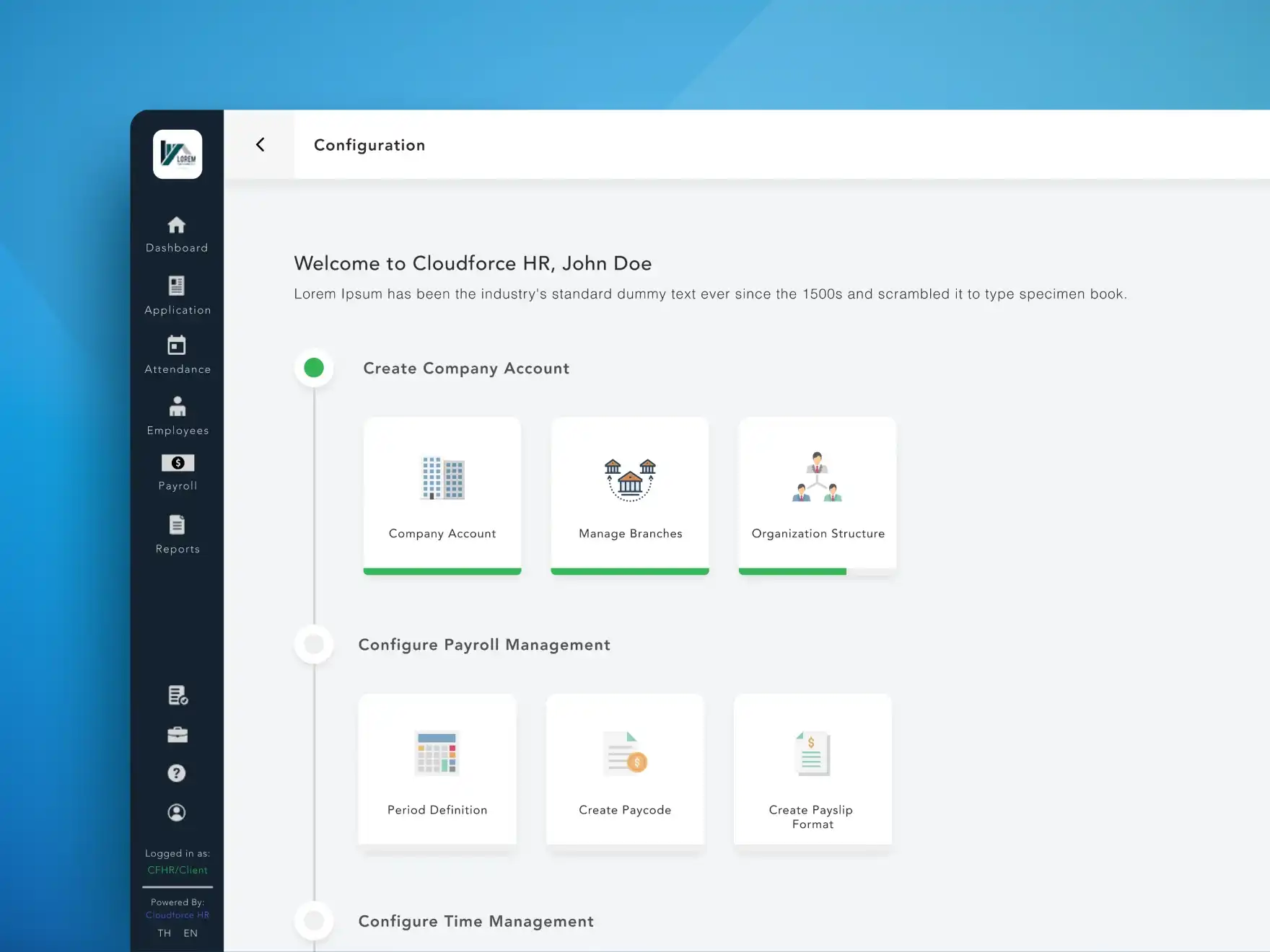 UI UX screen to configure employee data to HRMS Software